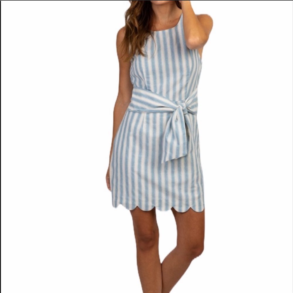 Pinkblush striped tie front scallop dress - Size L